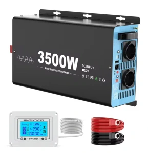 ROZBALENO - Měnič napětí z 12/230V 3500W, porty USB, PD 30W, vzdálený kontrolní panel, čistý sinus