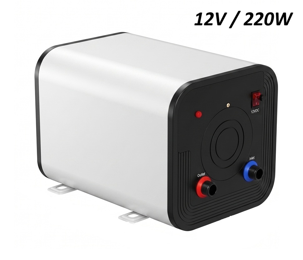Elektrický nerezový bojler 10L pro karavany, lodě s napětím 12V/220W (20A)