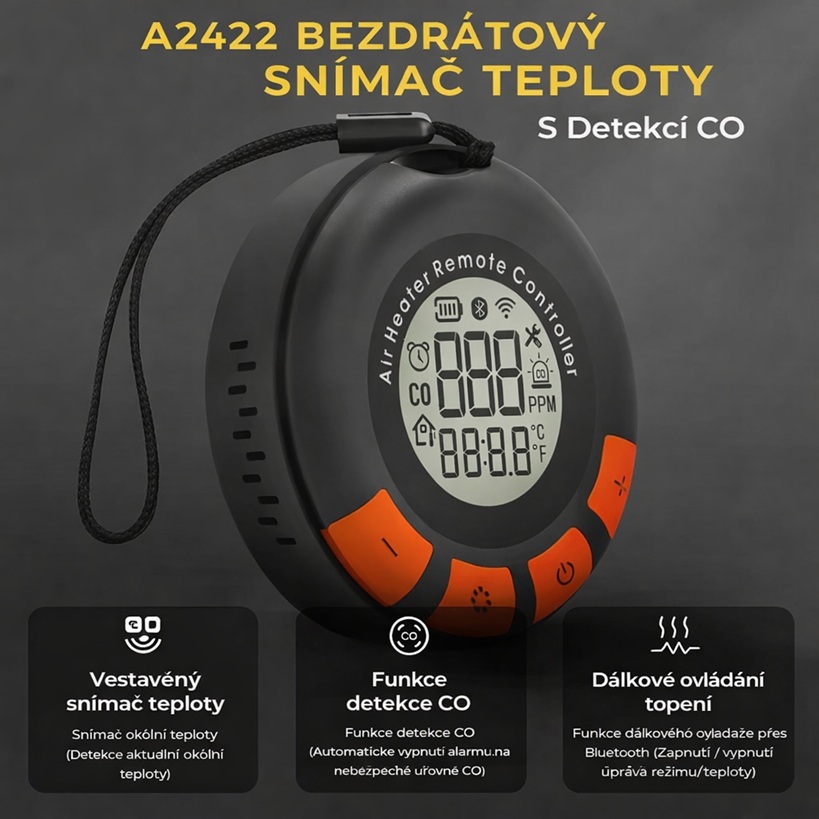 XL-AIRDD Vzdálený displej/termostat s detektorem CO2- samostatně nefunkční - pouze jako doplněk k displeji viz. popisek